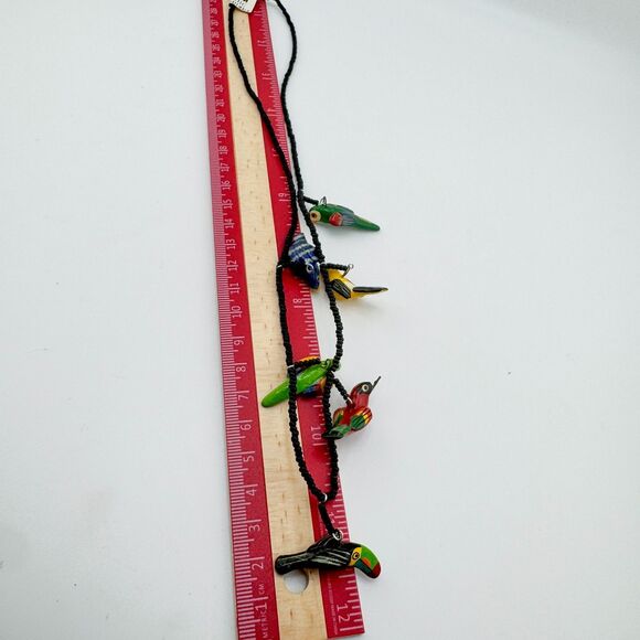 Vintage UPAVIM Guatemala Ceramic Bird Necklace Hand Painted Folk Art Fair Trade - Picture 10 of 11